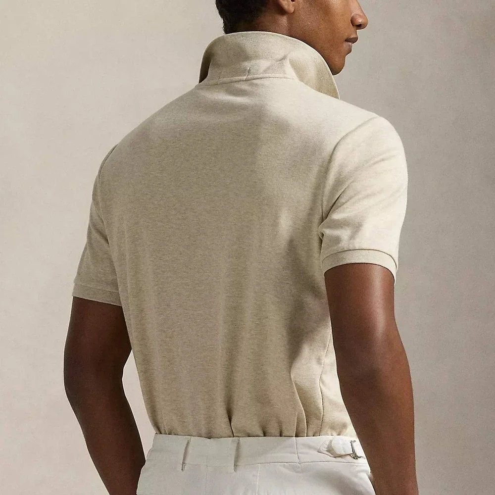 POLO RALPH LAUREN MENS SZ LRG CUSTOM SLIM FIT POLO SHIRT TAN HEATHER